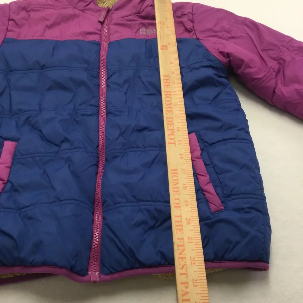 Eddie Bauer Jacket Youth Large 14/16 Purple Blue Hooded Puffer Sherpa Lined